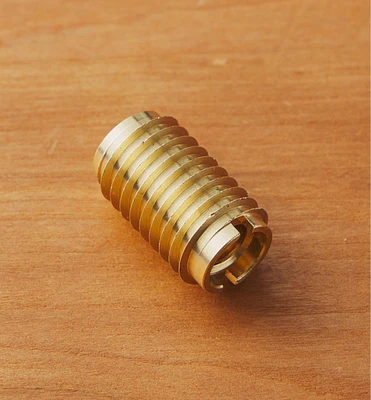Long 3/8-16 Brass Knife-Edge Insert Nut