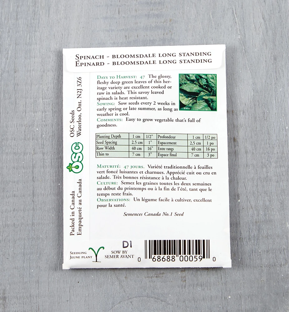 OSC Spinach Seed Packet