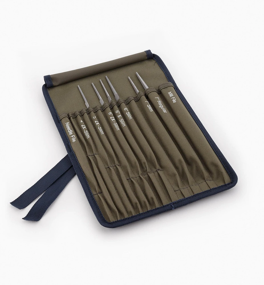 Set of 6 Bahco Saw-Sharpening Files & Roll