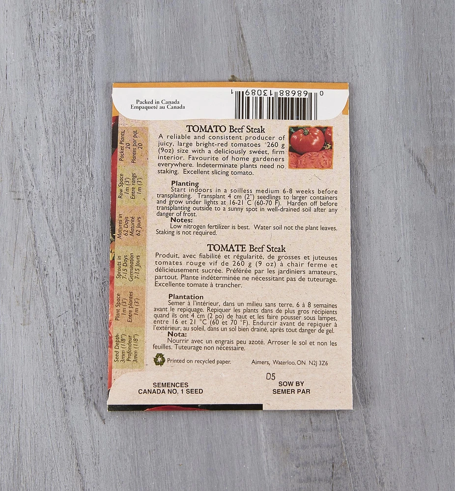 OSC Organic Vegetable Seed Packets