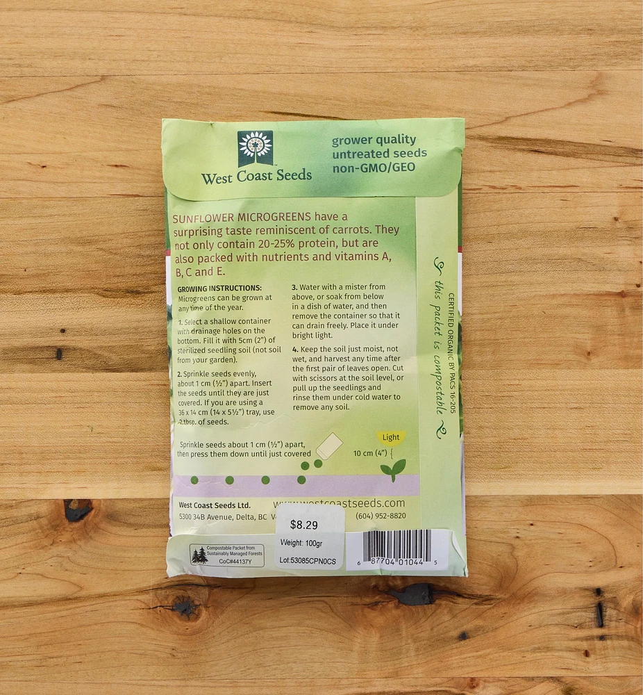 Non-GMO Microgreen Seed Packets