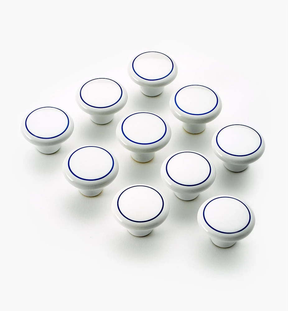 Boutons en céramique, anneau bleu