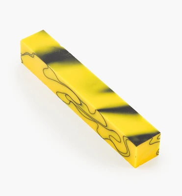 Carrelet de stylo en résine acrylique jaune et noir