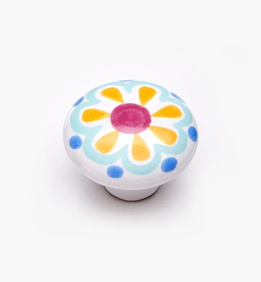 Brown Floral Painted Ceramic Knobs