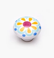 Brown Floral Painted Ceramic Knobs
