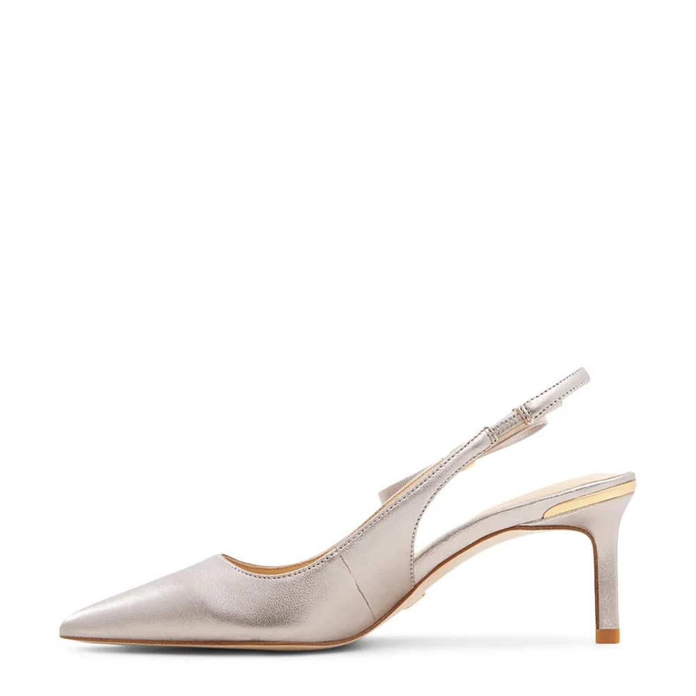 Janie Bow Leather Slingback Pumps