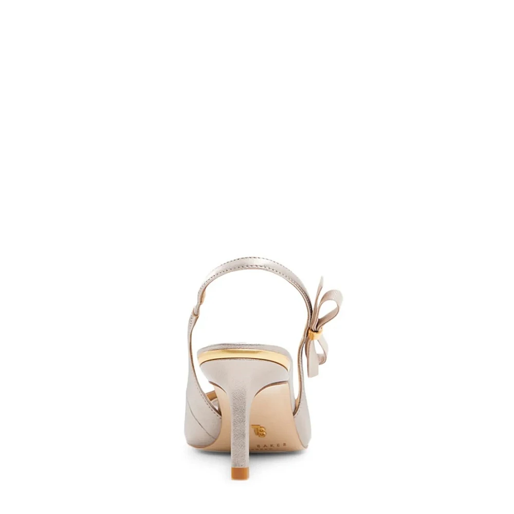 Janie Bow Leather Slingback Pumps