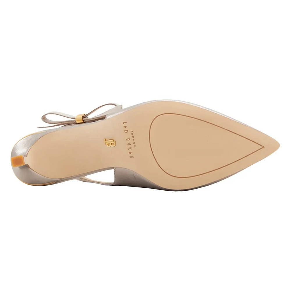 Janie Bow Leather Slingback Pumps