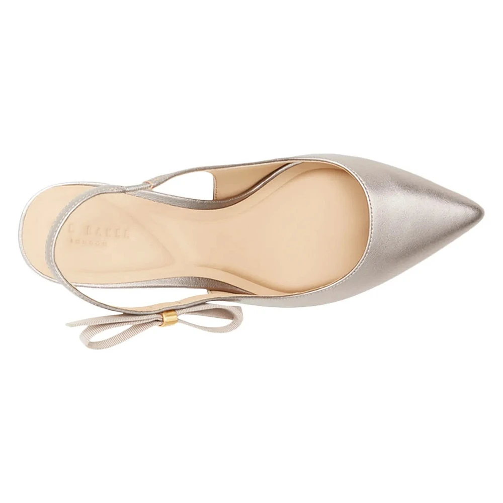 Janie Bow Leather Slingback Pumps