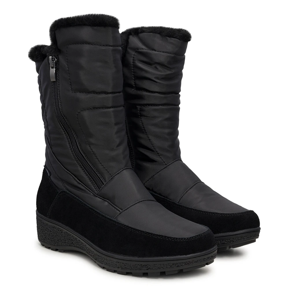 Women's Double Zip Waterproof Wide Width Winter Boot