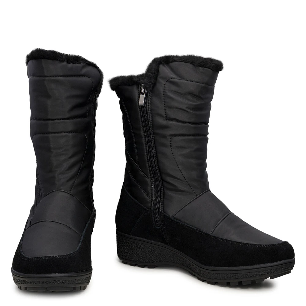 Women's Double Zip Waterproof Wide Width Winter Boot