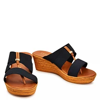 Krissy Wedge Elastic Wide Width Sandal