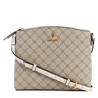 NINE WEST SIERA 3 COMPARTMENT CROSSBODY BEIGE LOGO