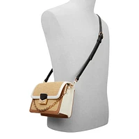 Raffia Colorblock Textile Crossbody Bag