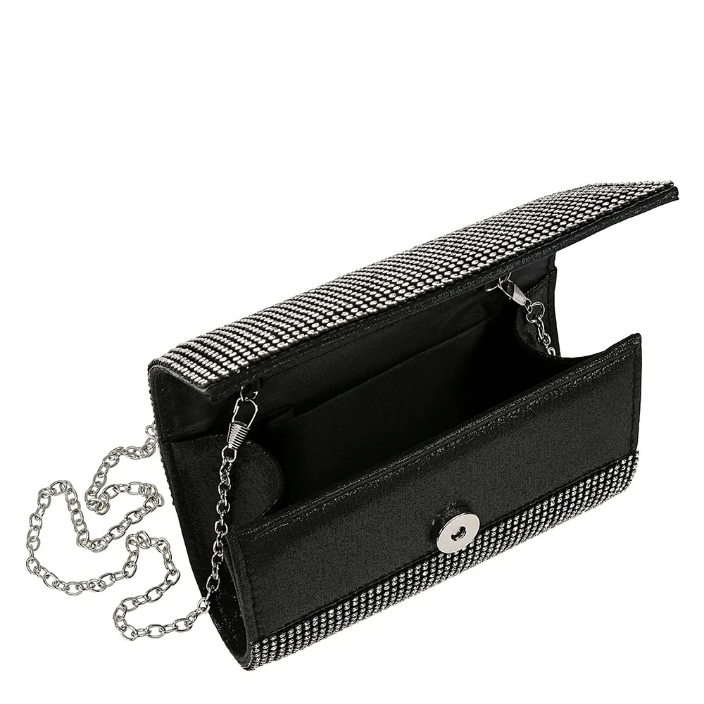 Foldover Rhinestone Clutch