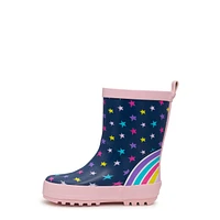 Toddler Girls' Stars and Rainbow Waterproof Rain Boot