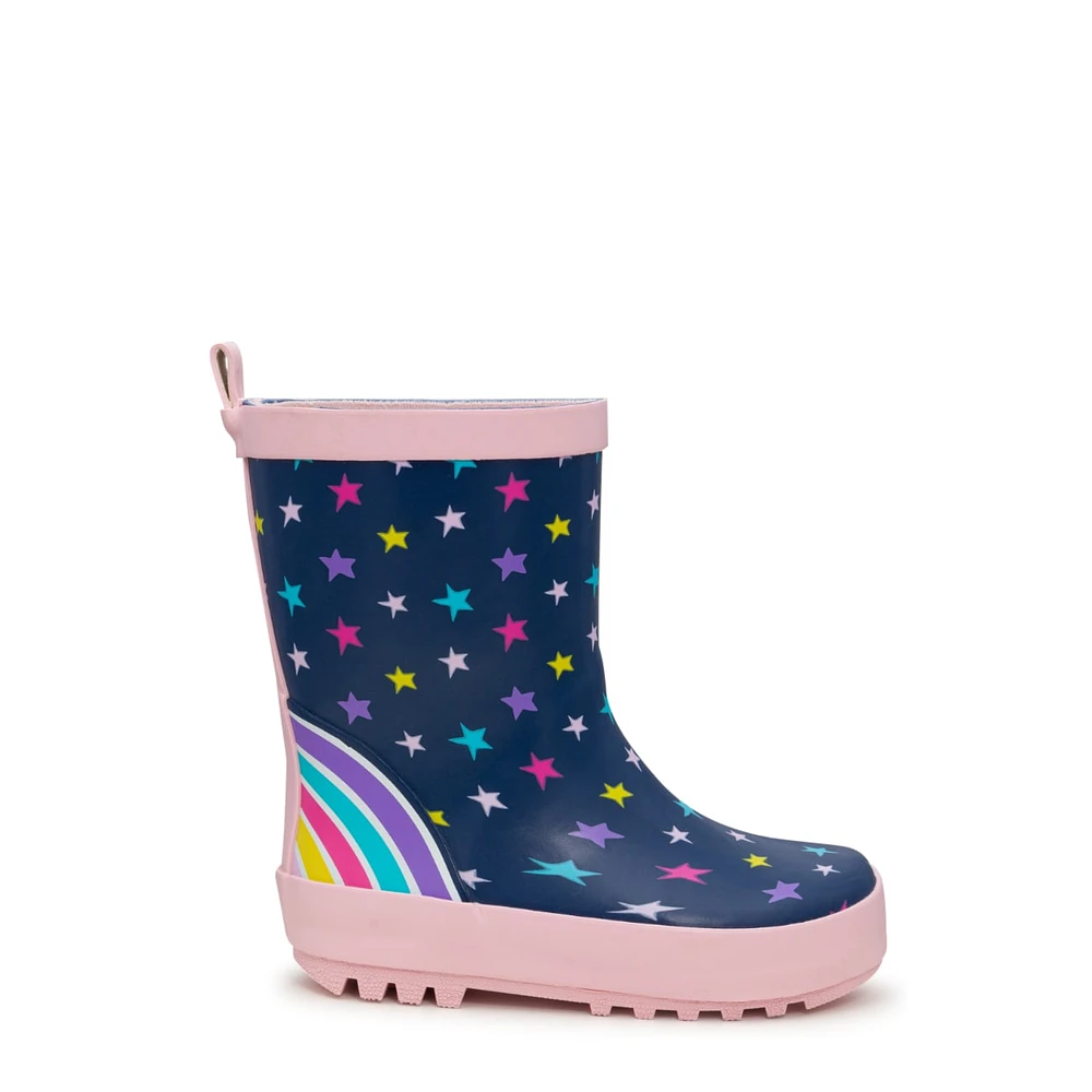 Toddler Girls' Stars and Rainbow Waterproof Rain Boot