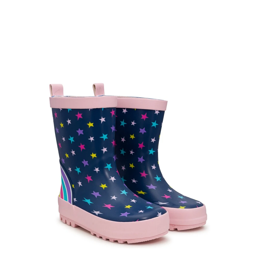 Toddler Girls' Stars and Rainbow Waterproof Rain Boot