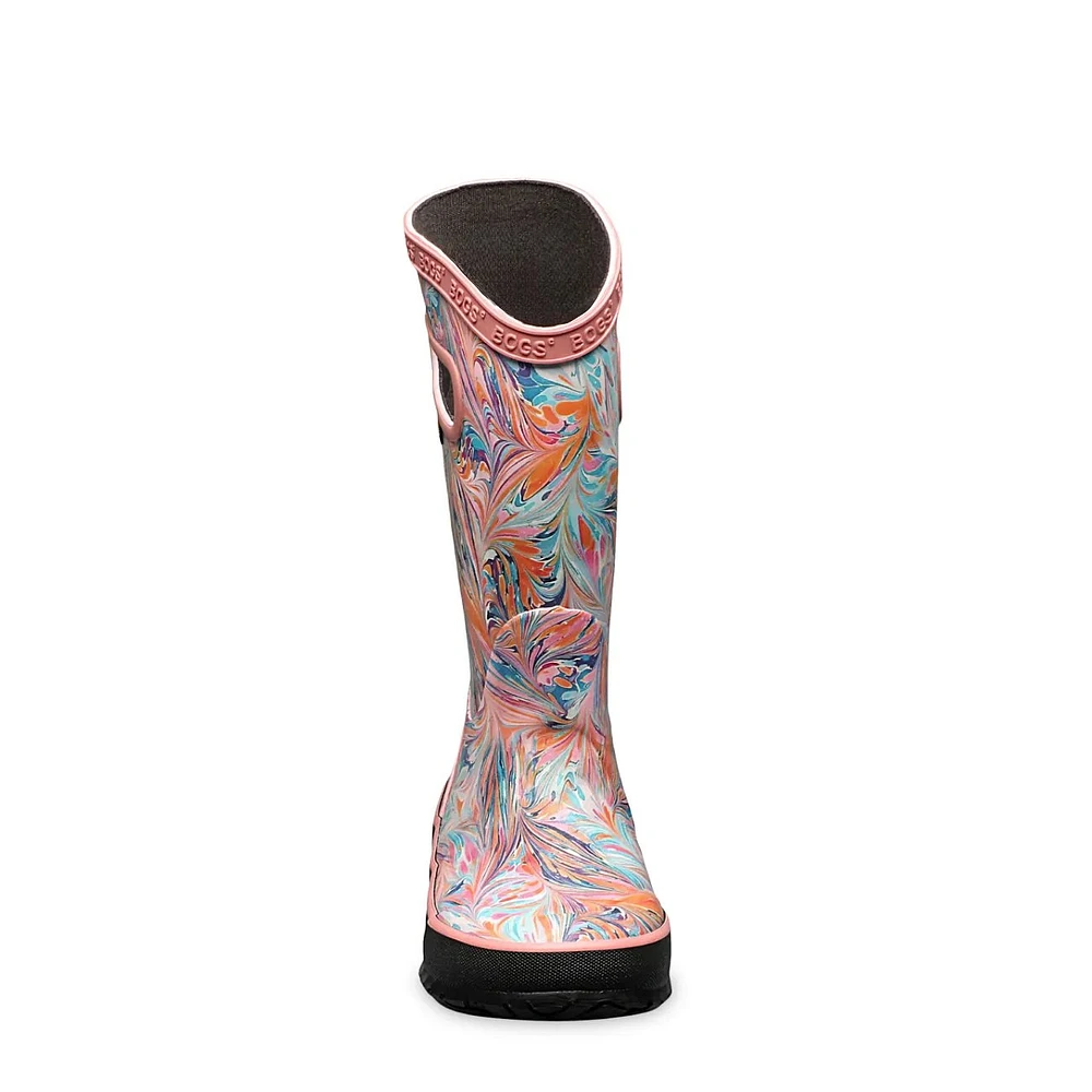 Youth Girls' Marble Waterproof Rain Boot