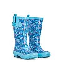 Girl's Waterproof Doodle Rainboot