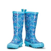 Girl's Waterproof Doodle Rainboot