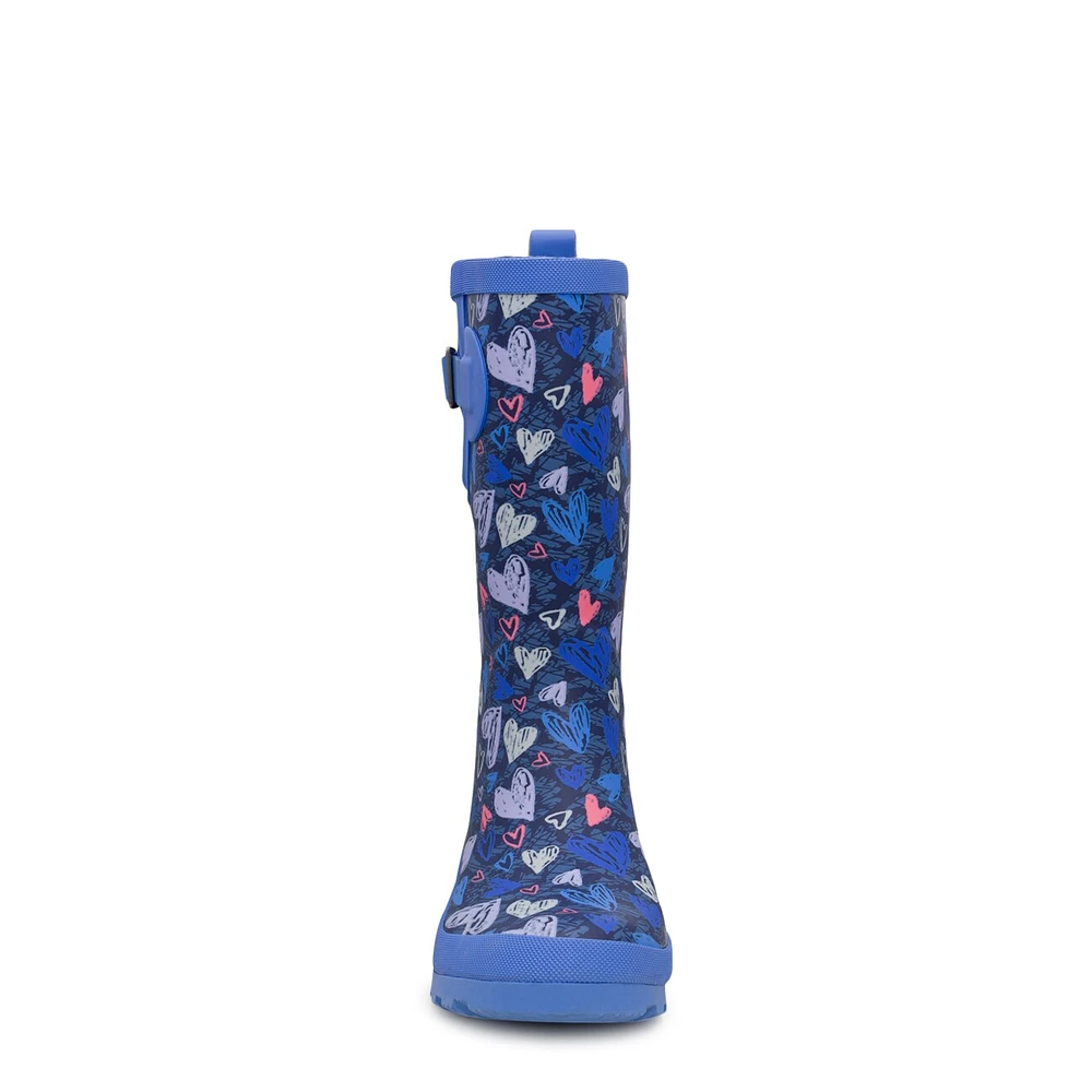 Youth Girls' Hearts Waterproof Rain Boot