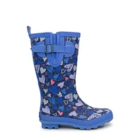 Youth Girls' Hearts Waterproof Rain Boot