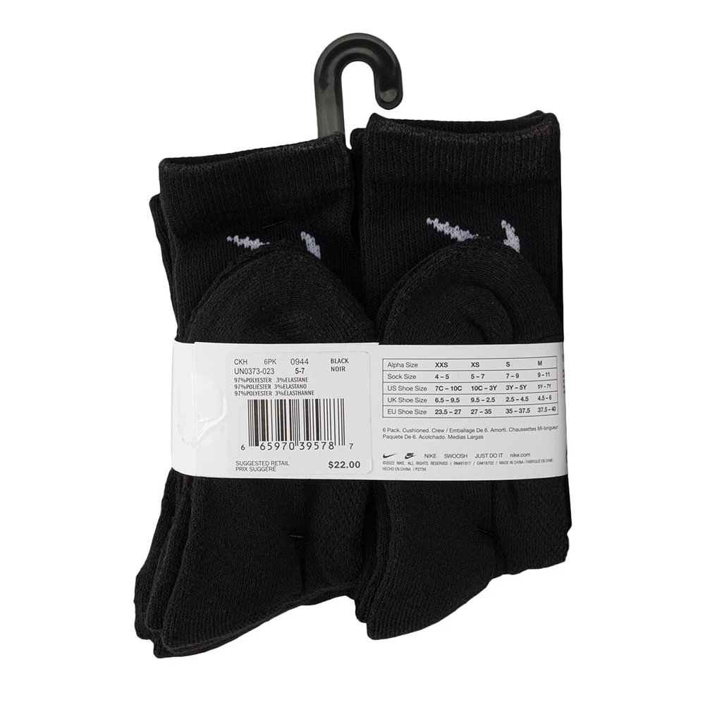 Boys' 6-Pack Cushioned Crew Socks