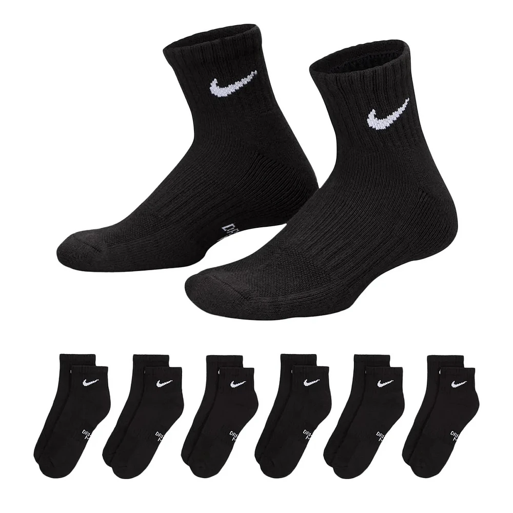 Kids' 6 Pack Everyday Quarter Socks