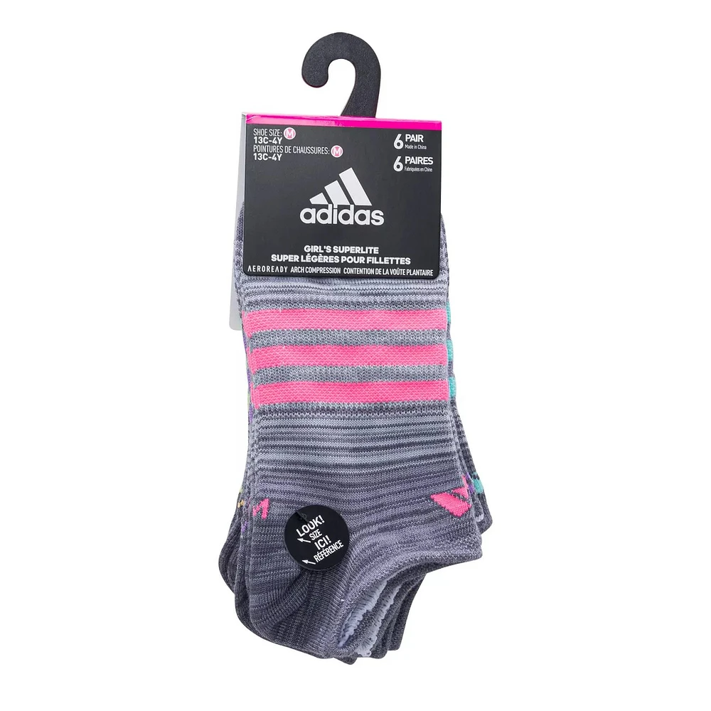 Youth 6-Pack Girls' Superlite No Show Socks