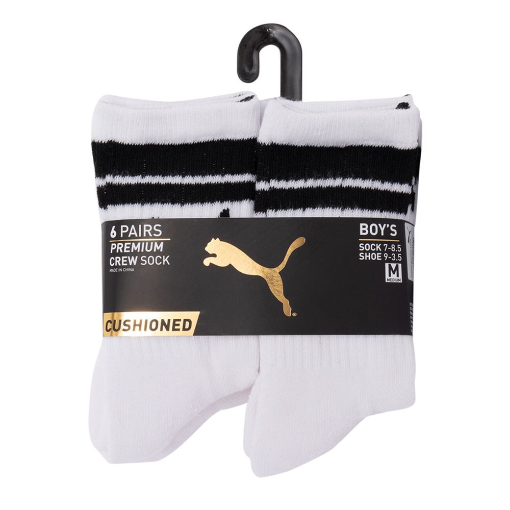 Boys' 6-Pack Premium Crew Socks