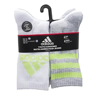 Youth Kids' 6-Pack Cushioned Crew Socks