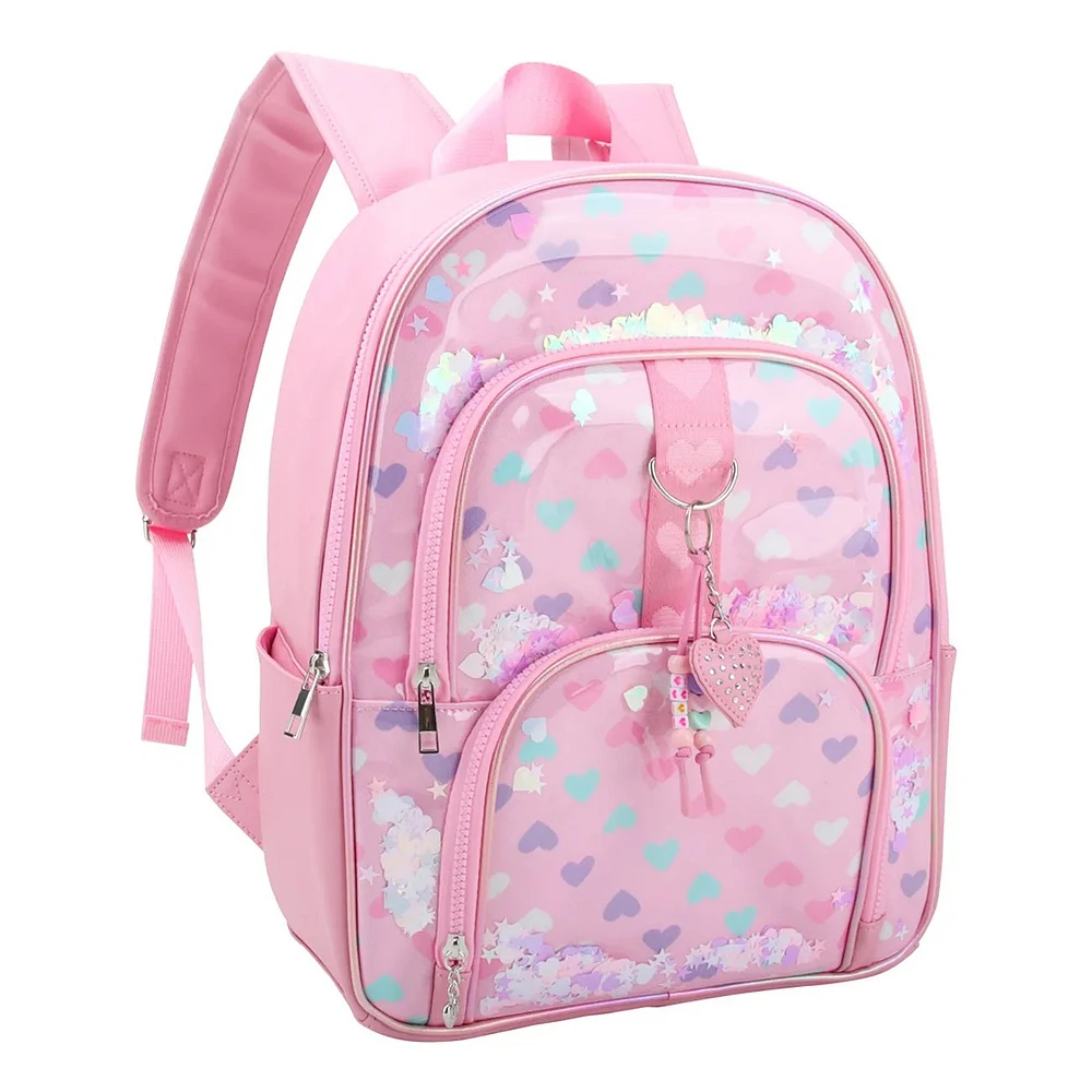 Heart Print Confetti Large Backpack