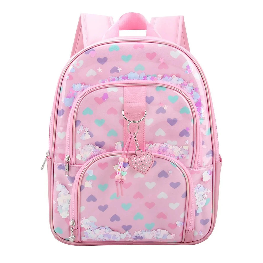 Heart Print Confetti Large Backpack