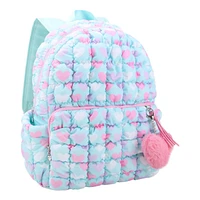 Heart Print Scrunch Backpack With Heart Charm