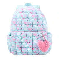 Heart Print Scrunch Backpack With Heart Charm