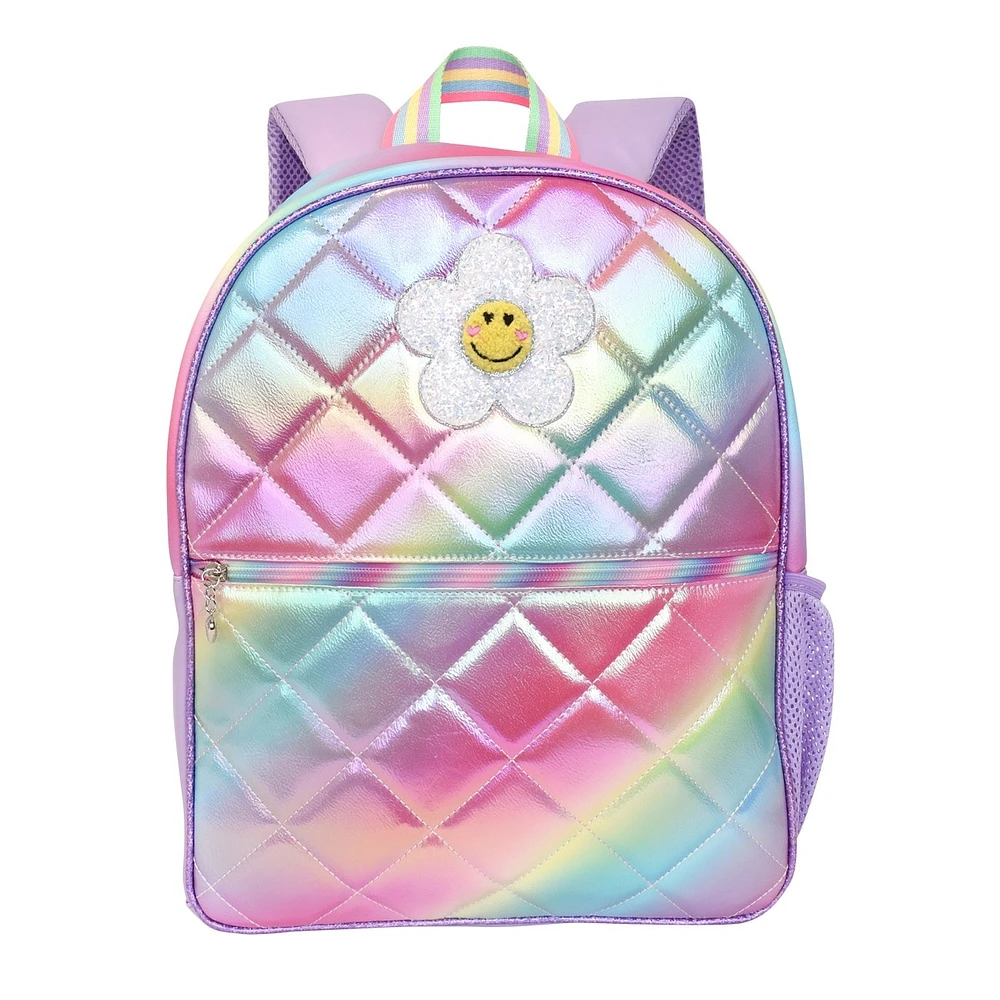 Daisy Rainbow Glow Holo Quilted Backpack and Pencil Case