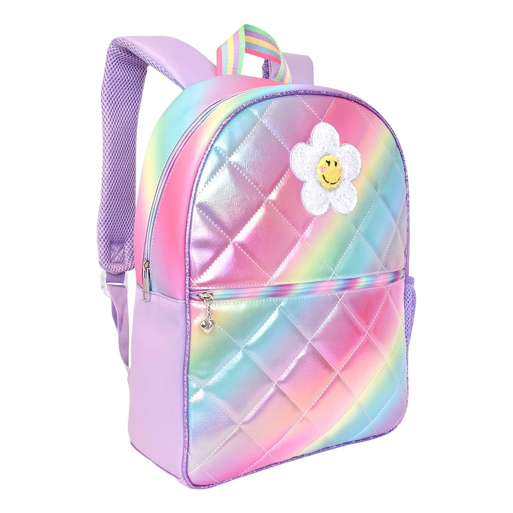 Daisy Rainbow Glow Holo Quilted Backpack and Pencil Case