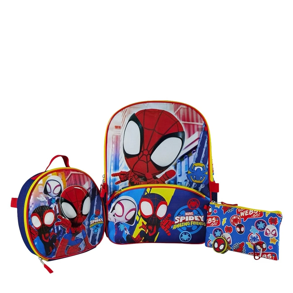 Kids' Spidey & Friends Backpack & Lunch Box 5pc Set