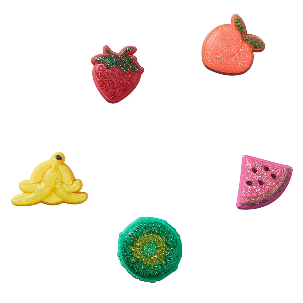 Sparkle Glitter Fruits 3D Jibbitz Charms - 5 Pack