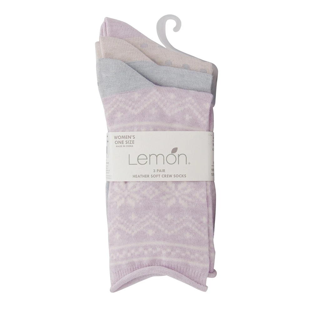 Women's 3-Pack Heather Soft Crew Socks