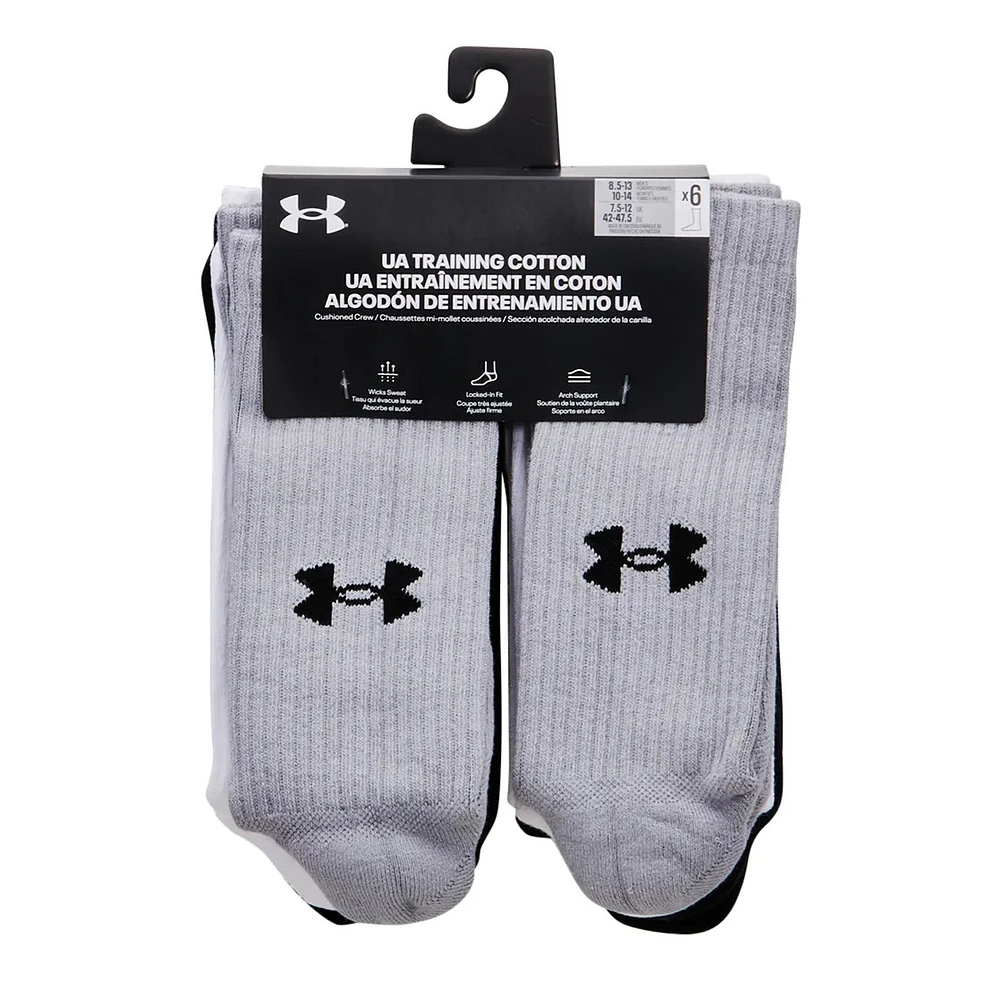 UA MENS TRAINING COTTON 6PK CREWS