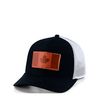 Leather State Patch Curved Trucker Snapback Cap