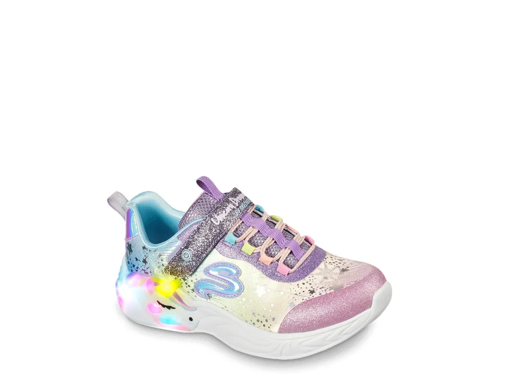 SKECHERS Pink Purple Unicorn Shoes Easy On Light Up Kids Size 1 | eBay