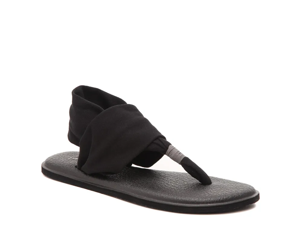 Sanuk Womens Black Yoga Sling Sandal Size 8 Comfort