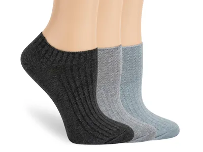 Ribbed Women's No Show Socks - 3 Pack