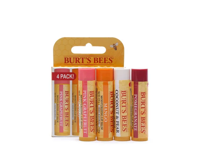  Burt's Bees 100% Natural Moisturizing Lip Balm, Superfruit -  Pink Grapefruit, Mango, Coconut & Pear, Pomegranate - 4 Tubes : Beauty &  Personal Care