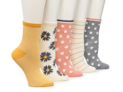 Floral Striped Dot Women's Ankle Socks - 5 Pack