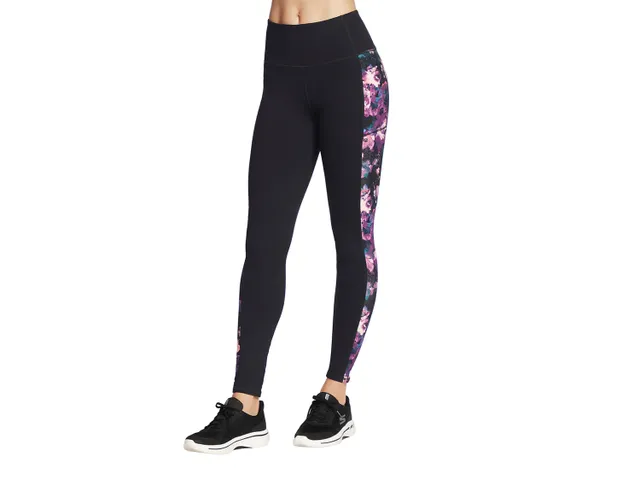 Nike womens black leggings floral print Logo tight fit 7/8 length
