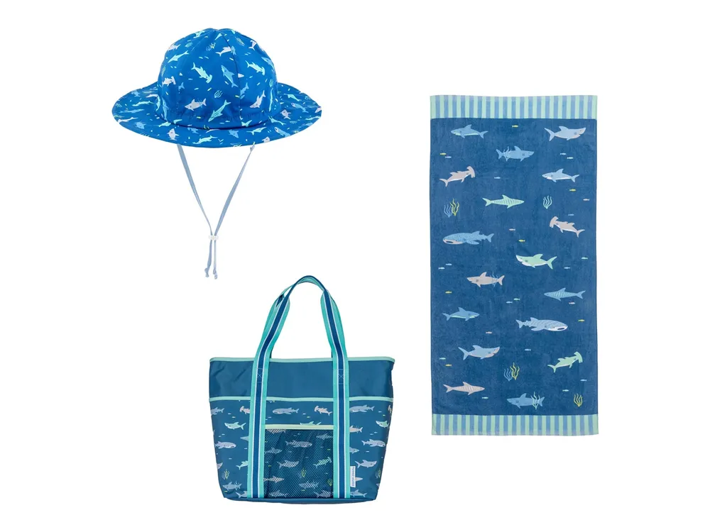 Shark Kids' Beach Towel, Tote, & Sun Hat Set
